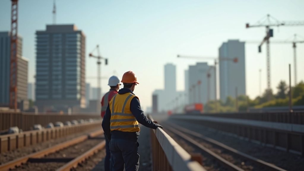Panoramablick auf moderne Fabrik oder Gewerbegebiet in strukturschwacher Region mit neuen Gebäuden und Bauprojekten, symbolisiert regionale wirtschaftliche Entwicklung