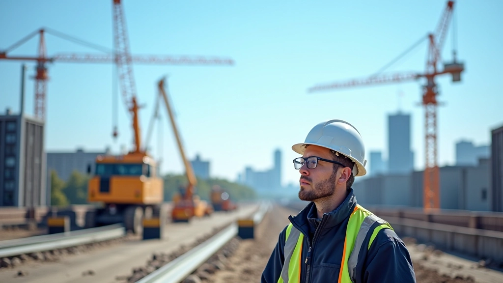 Bauarbeiten an einer Infrastruktur mit Kranen und modernem Gerät